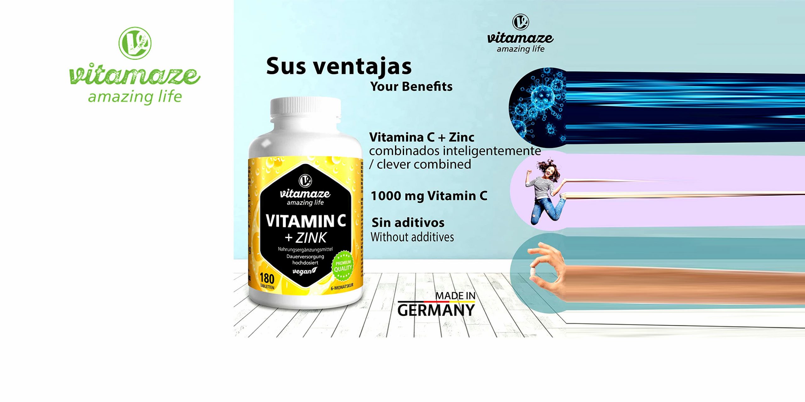 Vitamaze® Vitamina C 1000 mg + Zinc Vegana